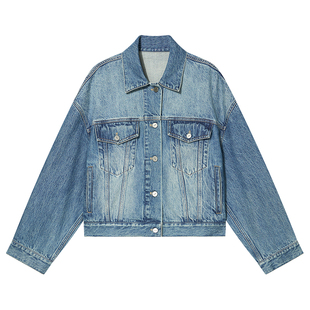 COVERINS浅蓝色丹宁牛仔短外套夹克女宽松2025秋新款CC35310030