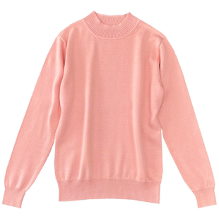 东润莲长绒棉纯棉毛衣女半高领套头长袖简约打底衫100%棉线针织衫