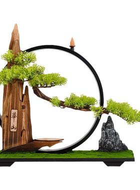 实木底座铁艺灯圈展示台摆件创意