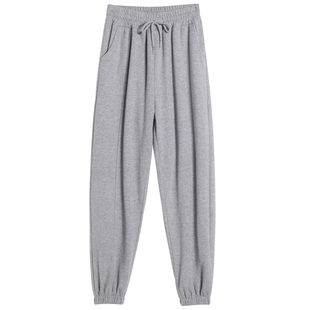 2026年新款运动裤女卫裤宽松束脚灰色春秋休闲裤冬季加绒灯笼裤子