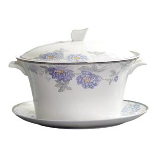 后海唐山骨瓷餐具家用新中式碗碟套装现代单个陶瓷乔迁饭碗盘暗香