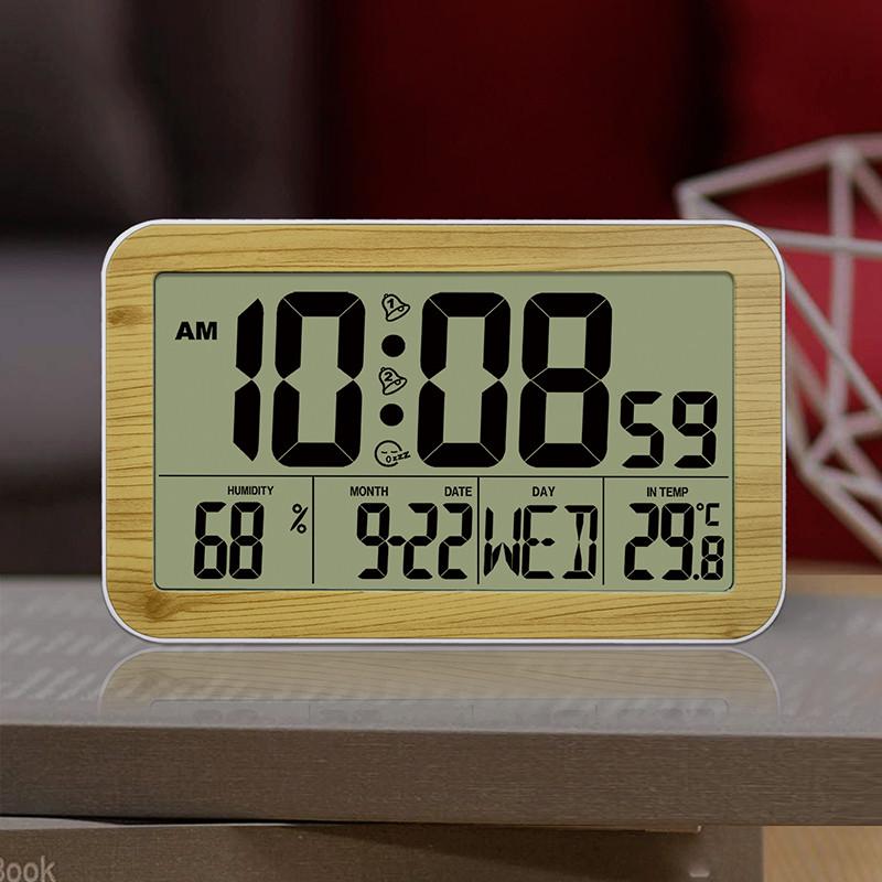 客厅电子时钟夜光挂钟数字钟表台式温湿度闹钟简约创意桌面家用