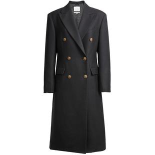 SEASON HIGH24秋季新款中缝开衩百搭纯色全羊毛长款外套西服女装