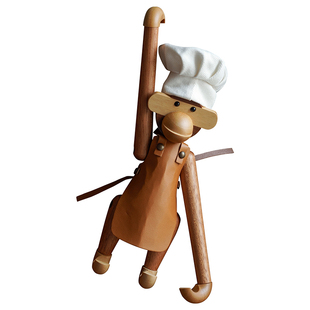 厨师猴子朋有家木质玄关摆件壁挂悬挂餐边柜软装饰品可爱创意礼物