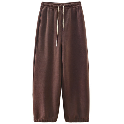 保暖磨绒宽裤脚休闲卫裤