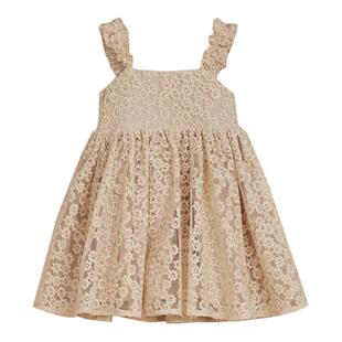 RyleeCru童装女童荷叶边领竖条纹连衣裙子女孩女宝宝春夏款条纹