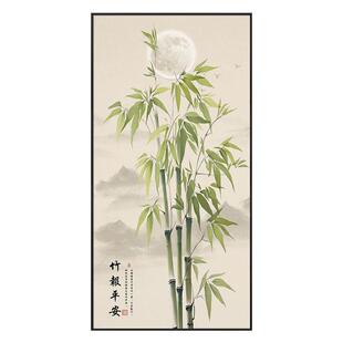 盈浩新中式玄关装饰画竹报平安竹子挂画走廊过道背景墙画节节高升