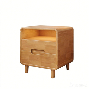 实木床头柜家用卧室小型床头置物架收纳柜子储物柜一体床边侧边柜