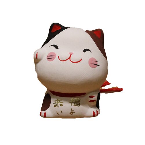 现货来福猫日本京都龙虎作堂日式小摆件装饰品灰猫黑猫动物陶土