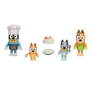 Bluey布鲁伊玩偶一家四口宾果奇莉班底特新厨师服4只装过家家玩具