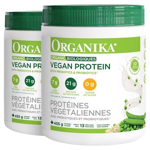 Organika加拿大有机植物豌豆蛋白粉膳食纤维免疫素食代餐粉455g*2