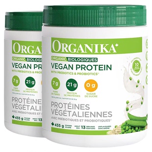 Organika加拿大有机植物豌豆蛋白粉膳食纤维免疫素食代餐粉455g*2