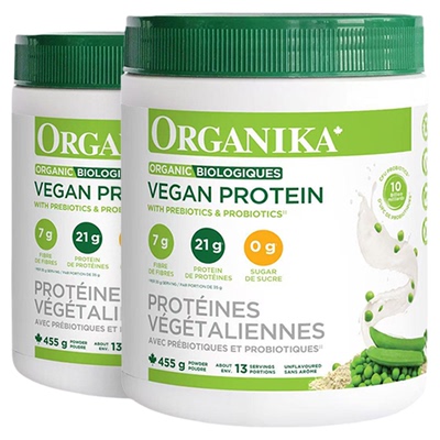 Organika加拿大有机植物豌豆蛋白粉膳食纤维免疫素食代餐粉455g*2