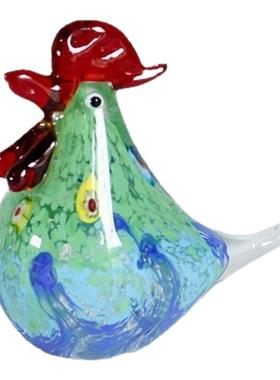 手工琉璃淄博琉璃水晶鸡摆件高档手工琉璃工艺品礼品家居客厅装饰