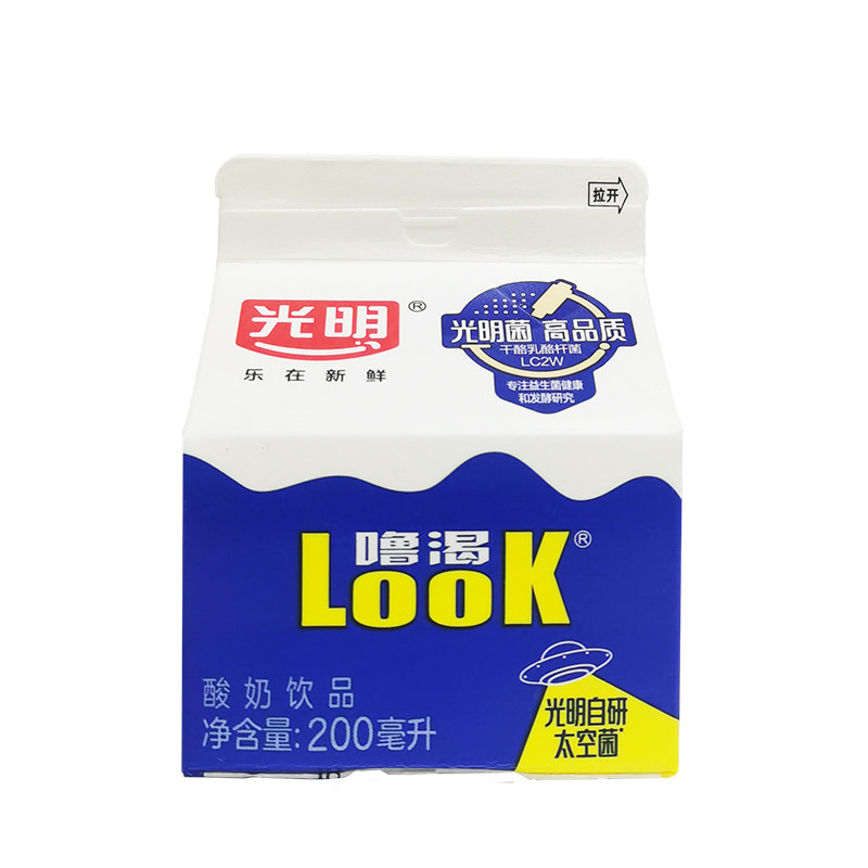 光明噜渴look酸奶200ml原味整箱