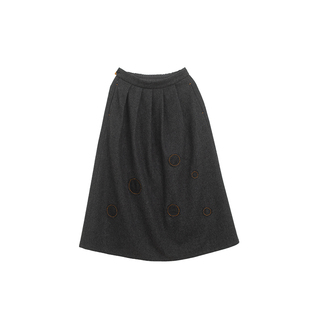 忘城H986座/冬的来意/秋冬新款色织羊毛斜纹呢圆形贴布保暖半身裙