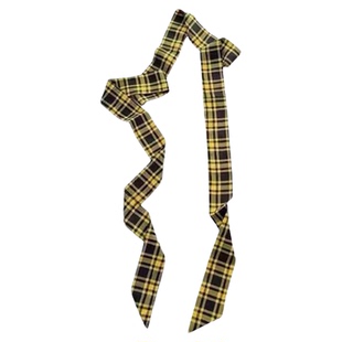 港风黄色格纹系腰丝巾飘带y2k千禧风长腰带腰间配饰腰饰新品腰绳