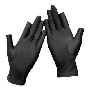 2指冰丝手套夏季春秋天漏半截露二指采摘茶防晒薄款骑行开车女士