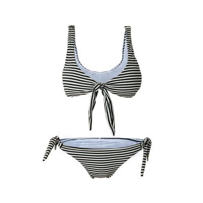VALTOS条纹胸前系带抹胸比基尼