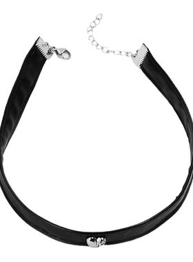 爱可饰品爱心黑色颈链皮质女