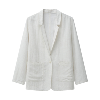 TEASEL「山间晨雾」亚麻莱赛尔混纺淡人穿搭驳领松弛薄款西装套装