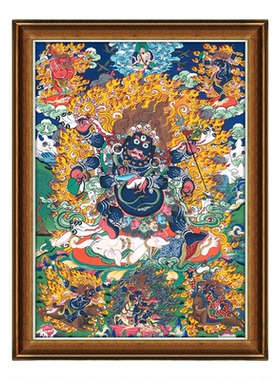 六臂玛哈嘎拉|大黑天唐卡西藏热贡装饰挂画佛堂护法像超高清唐卡