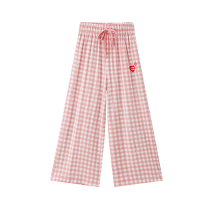 儿童莫代尔睡裤薄款女童居家裤母女宽松家居裤子长裤春秋休闲