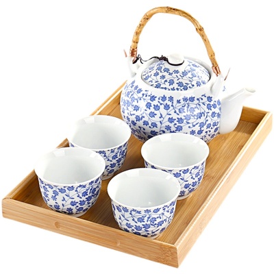茶具套装家用青花泡茶壶陶瓷托盘