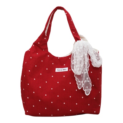 波点帆布包大容量通勤单肩托特包