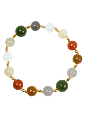 18K金天然五福和田玉手串