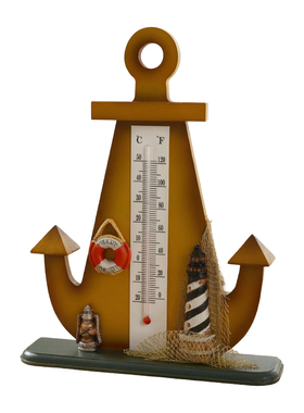 复古航海船锚造型桌面温度计摆件