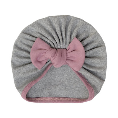 可爱蝴蝶结拼色婴儿帽子胎帽秋冬