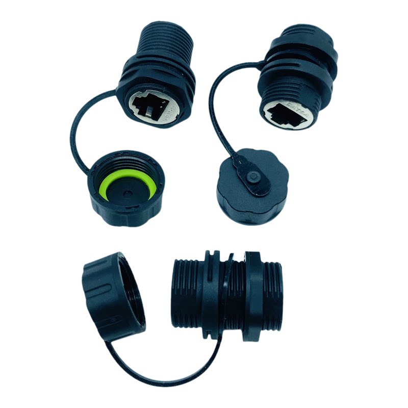 RJ45CAT6A航空插连接器M20电信工业通信万兆网线插座+插头+防水盖