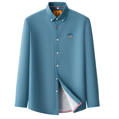 保罗加绒加厚纯棉磨毛长袖衬衫男