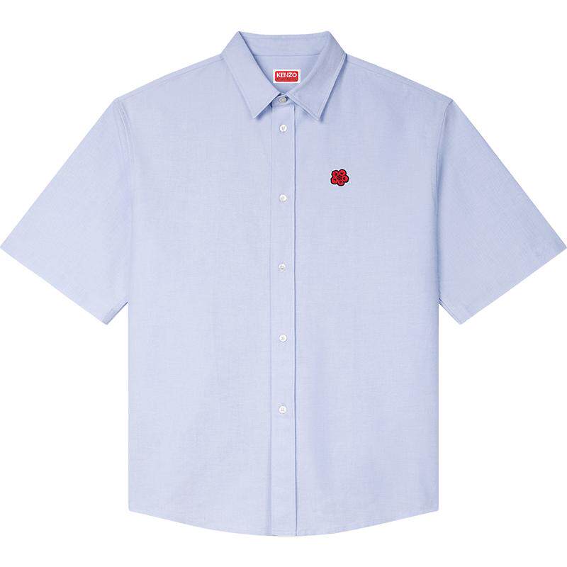 KENZO 男士经典海棠花图案小Logo休闲短袖衬衫