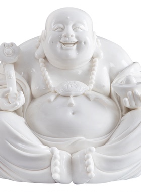 弥勒佛摆件大肚佛像开心笑佛招财家居客厅门店摆设装饰品手工陶瓷