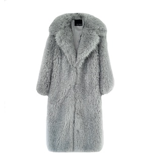皮毛一体灰色韩系羊羔毛外套2025新款爆款年轻冬厚环保皮草大衣女