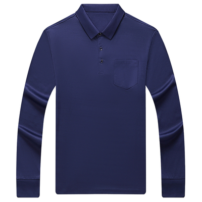 中老年冬季加绒加厚保暖内衣男士真口袋翻领长袖T恤打底衫爸爸装