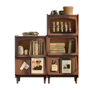 红林日记实木书柜玻璃门防尘餐边柜客厅展示柜斗柜储物柜沙发边柜