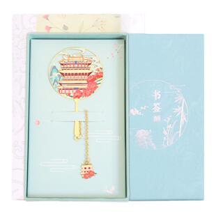 山西鹳雀楼书签金属特色旅游景点中国古典文创镂空纪念品定制刻字