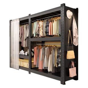 货架衣柜简易组装家用多层卧室衣帽间挂衣架储物柜开放式金属衣柜