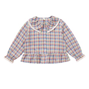 女童套装春款2026新款宝宝春季格子衬衫喇叭牛仔裤两件套儿童春装