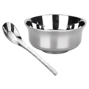 庆展 18-10不锈钢碗 成人双层隔热宝宝碗勺套装 儿童饭碗汤碗家用