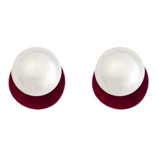 简约复古红色珍珠款耳夹无耳洞女新款轻奢高级感气质小众独特耳饰
