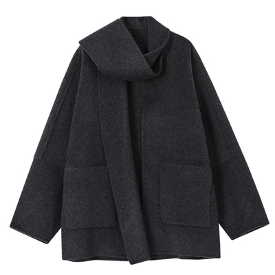 德玛纳静奢绵羊毛双面呢大码大衣