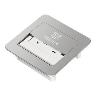 teriux地插插座隐藏式超薄双门不锈钢防水地面地插座隐形五孔网络