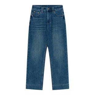 Jamor加墨时尚薄绒水洗蓝牛仔裤保暖显瘦直筒裤子2025冬季新款