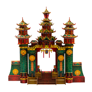 南天门 积木质3d立体拼图古代建筑3一6岁儿童益智玩具手工diy礼物