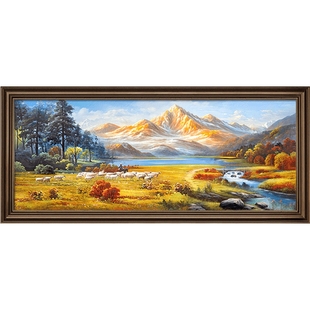 金山画靠山图客厅装饰画沙发背景墙挂画轻奢高级感丰收风景油画