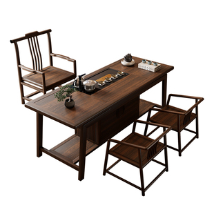 现代乌金木茶桌椅组合新中式办公茶台一体阳台功夫泡茶家用小茶桌